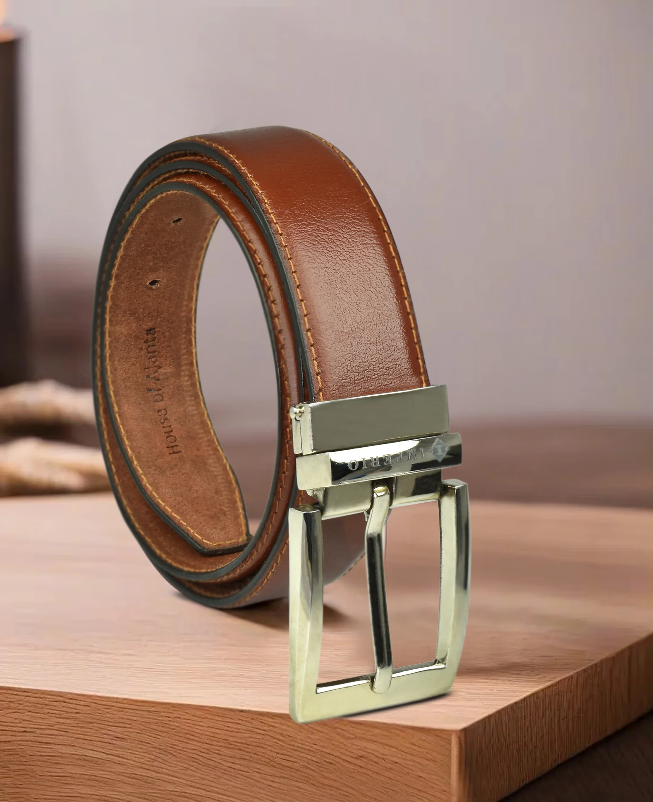 Imperio Genuine Leather Cognac Belt for Men – Classic Formal & Casual Waist Belt - Image 6