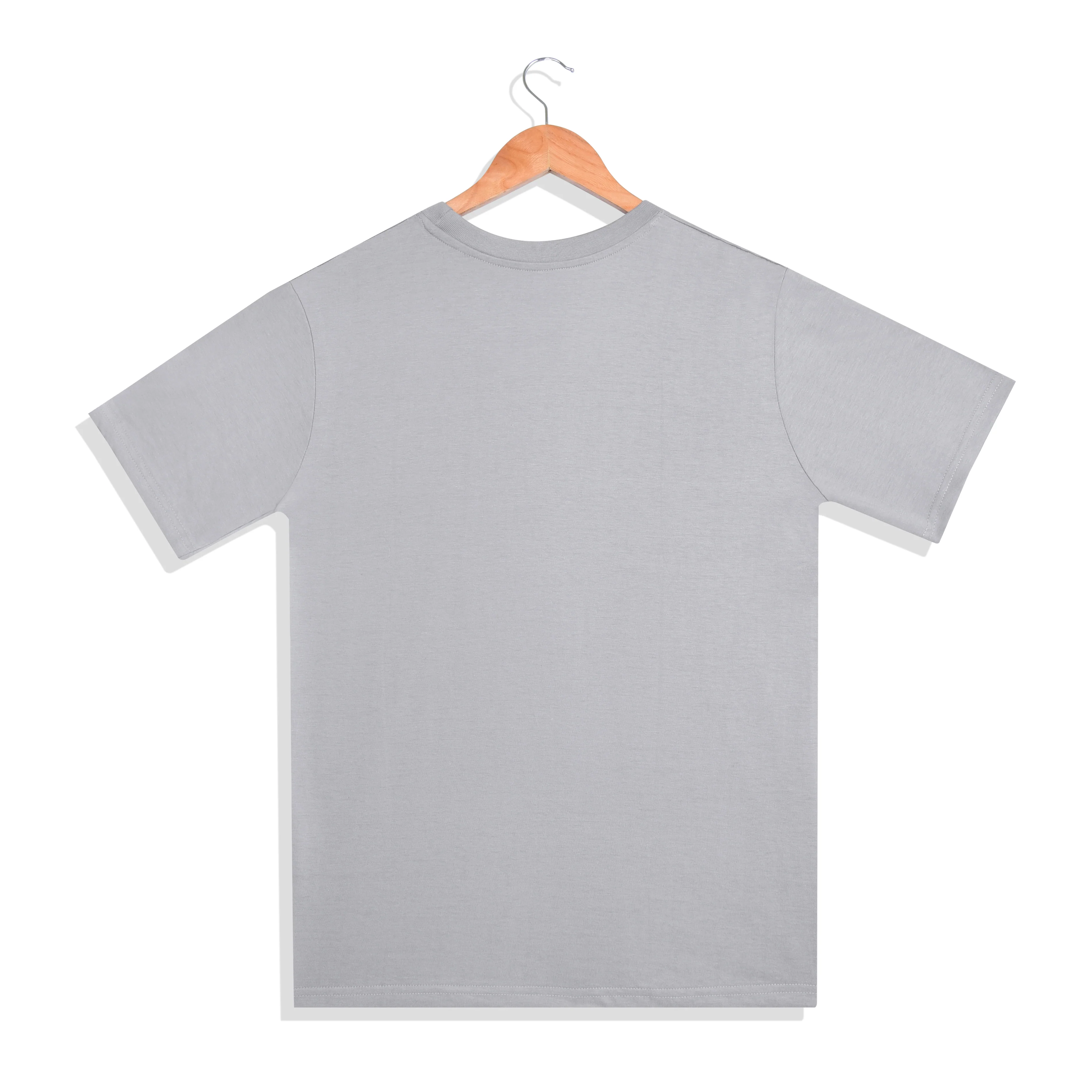 IMPERIO Men Grey Solid Round Neck T-Shirt | Pure Cotton, Casual Fit RN5016 - Image 3