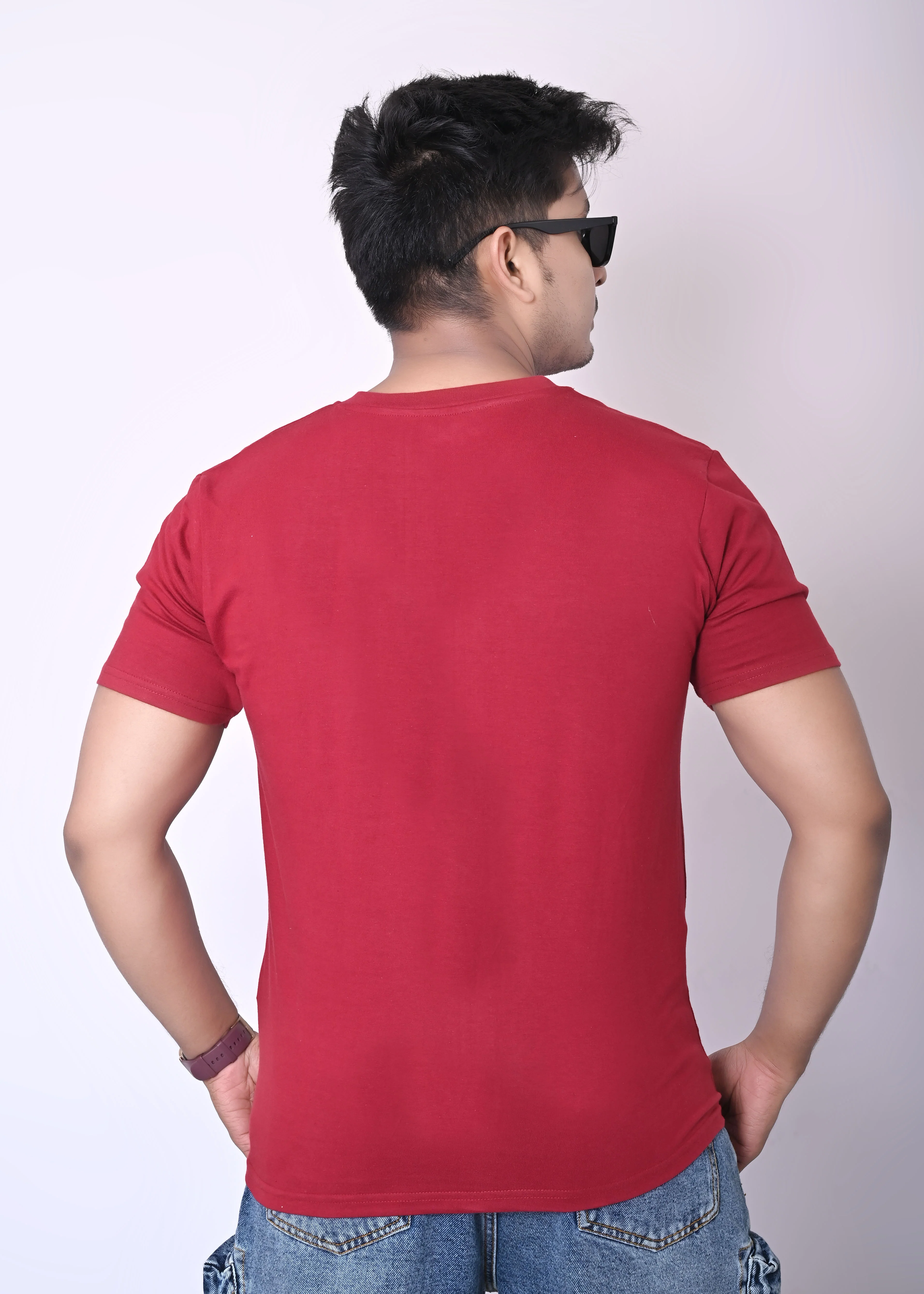 IMPERIO Men Maroon Solid V-Neck T-Shirt | Pure Cotton, Casual Fit VN5016 - Image 5
