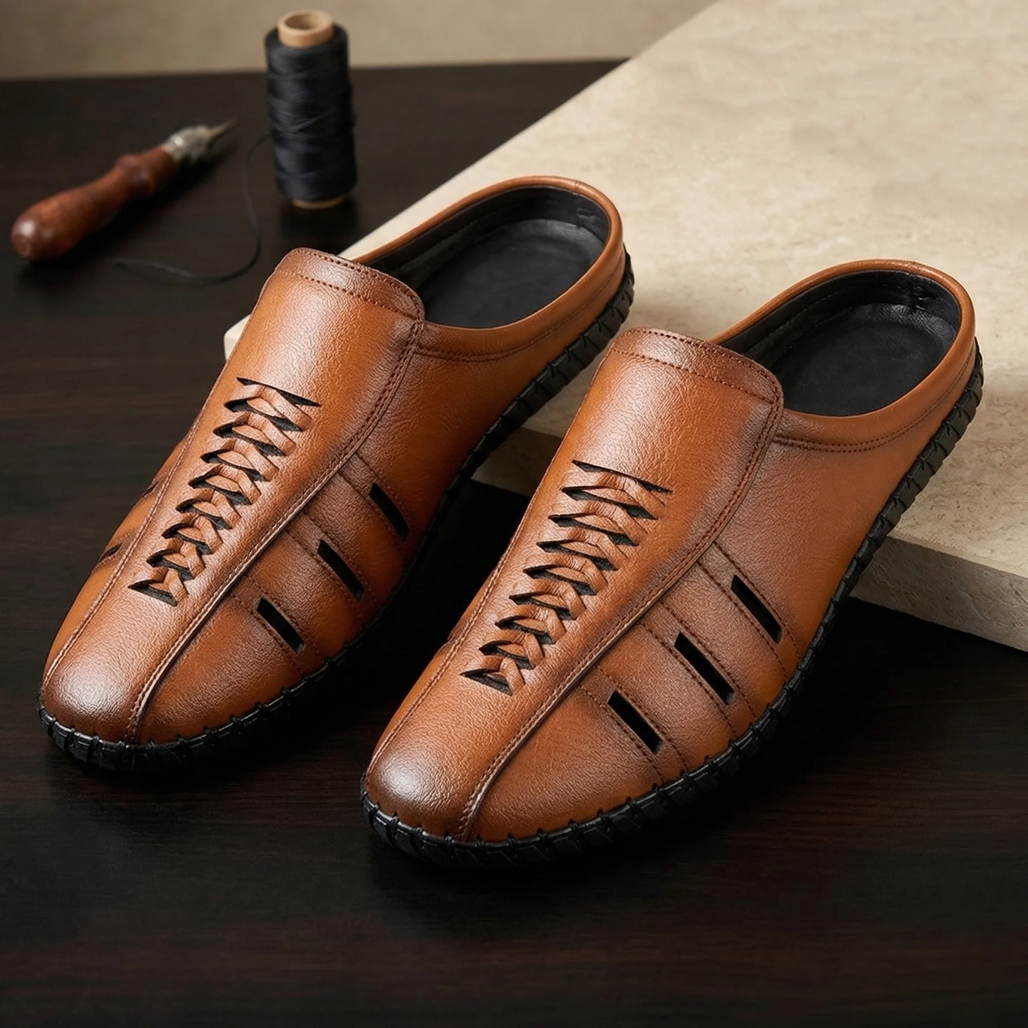 Imperio Men’s Laser-Cut Mules - Image 3