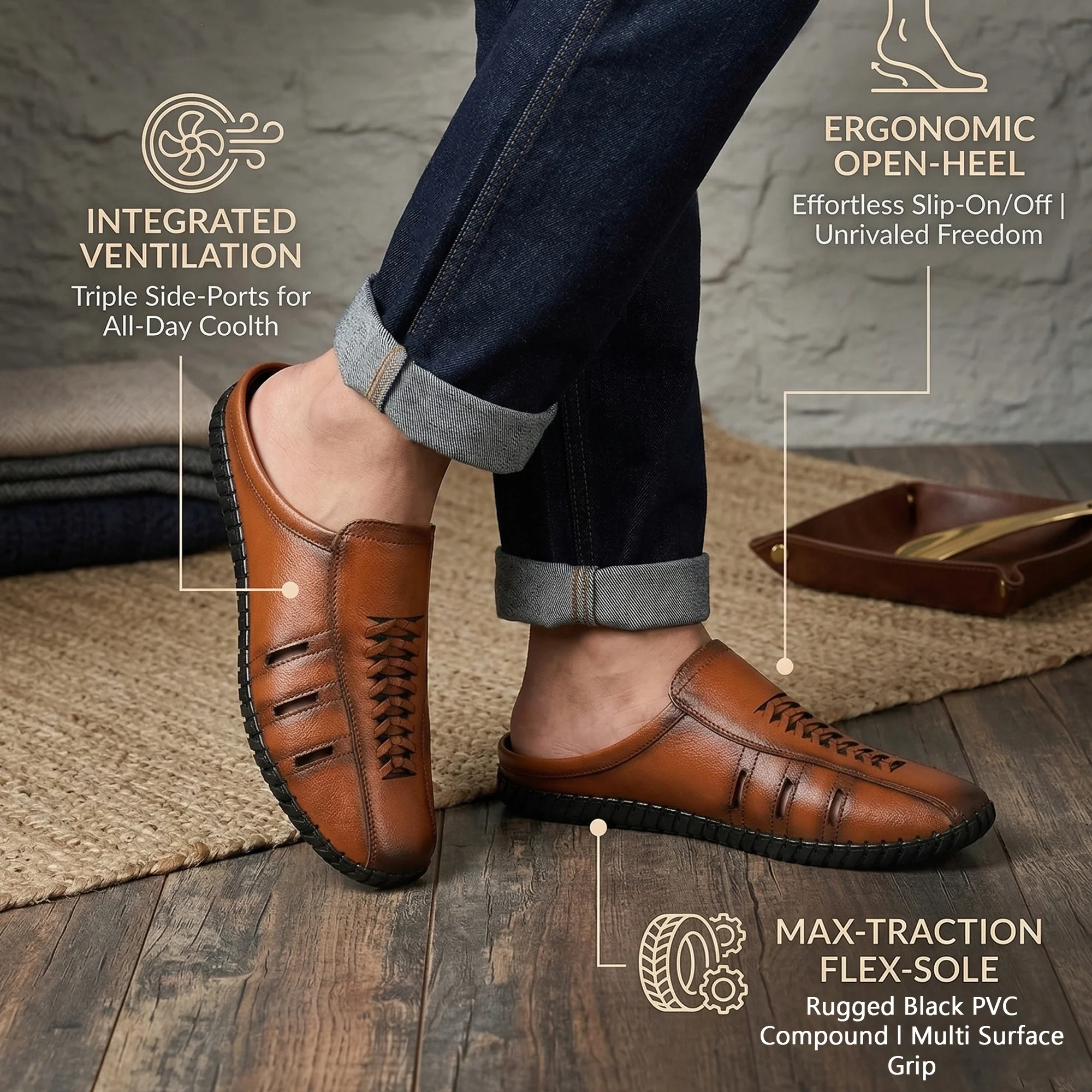 Imperio Men’s Laser-Cut Mules - Image 7