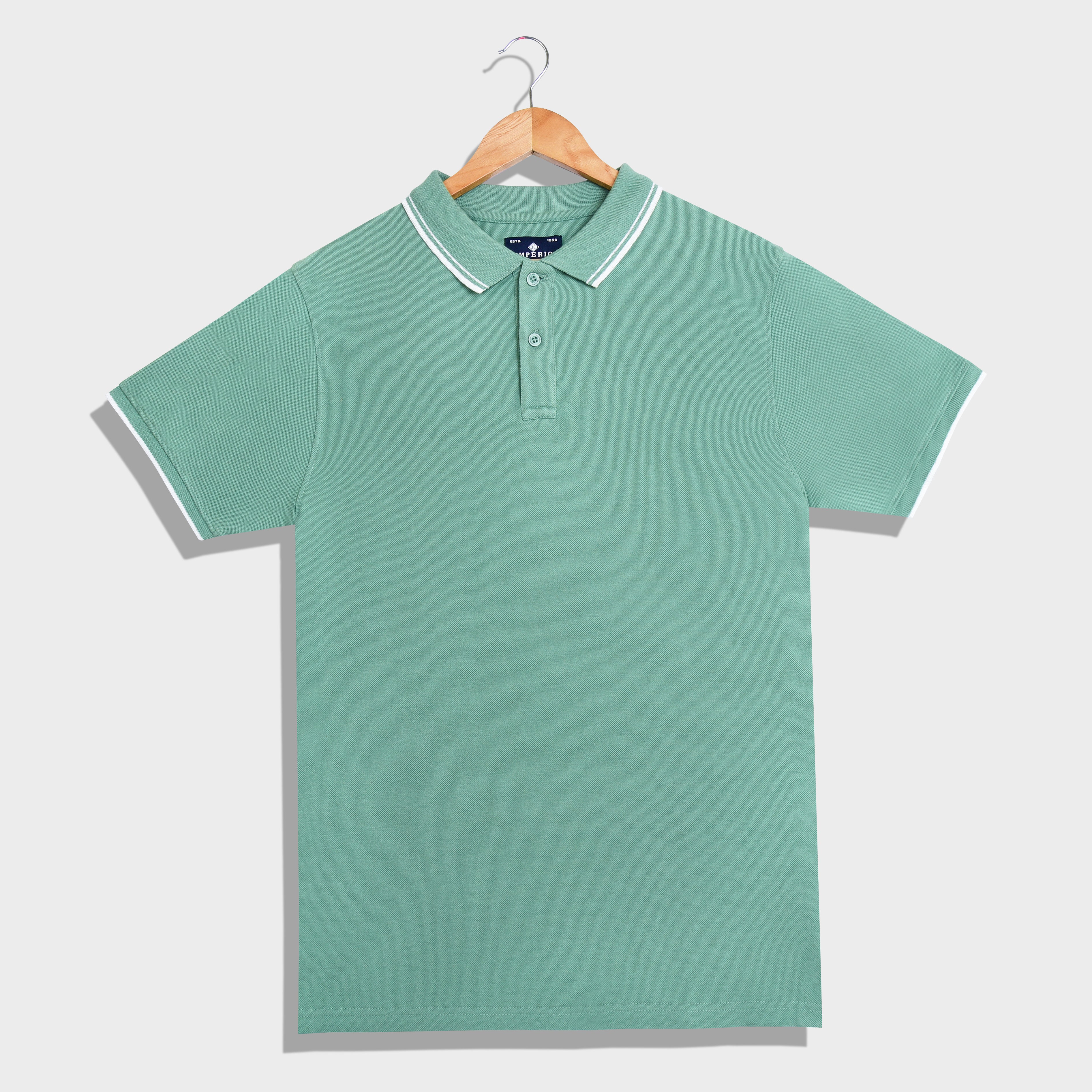 Imperio Men Solid Polo Neck Polyester Green T-Shirt TC5010 - Image 2