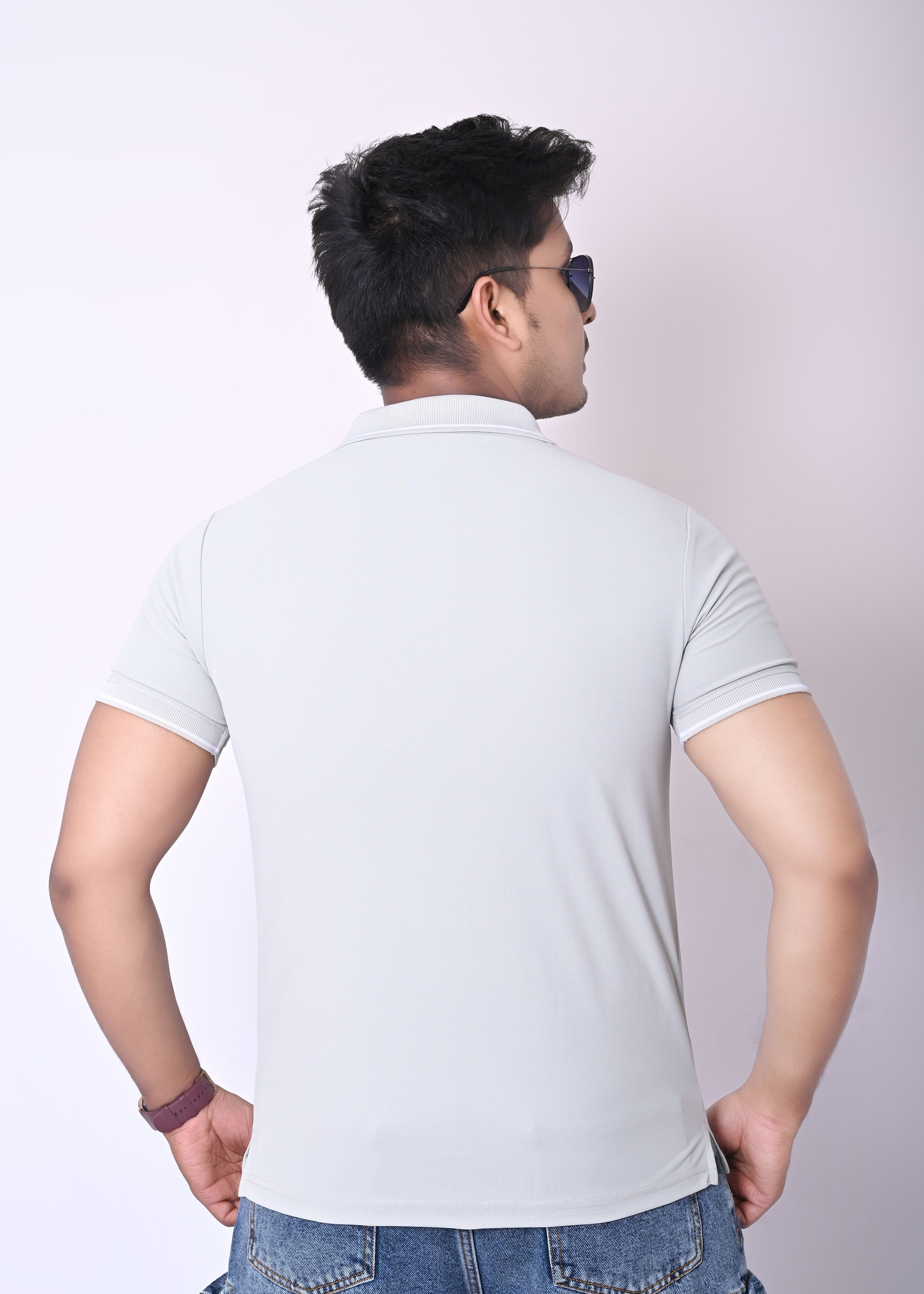 Imperio Men Solid Polo Neck Polyester Grey T-Shirt TC5009 - Image 5