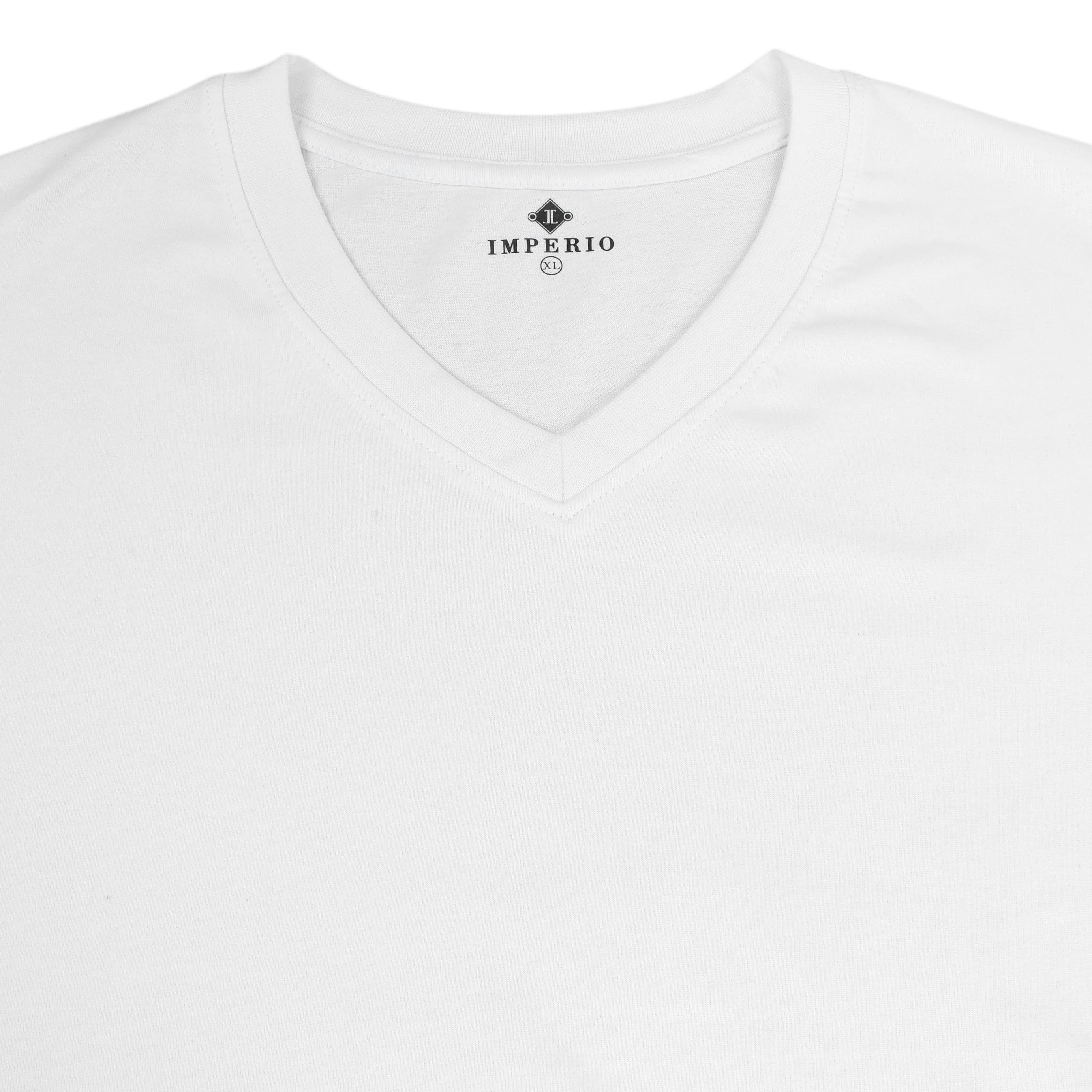 IMPERIO Men White Solid V-Neck T-Shirt | Pure Cotton, Casual Fit VN5014 - Image 7