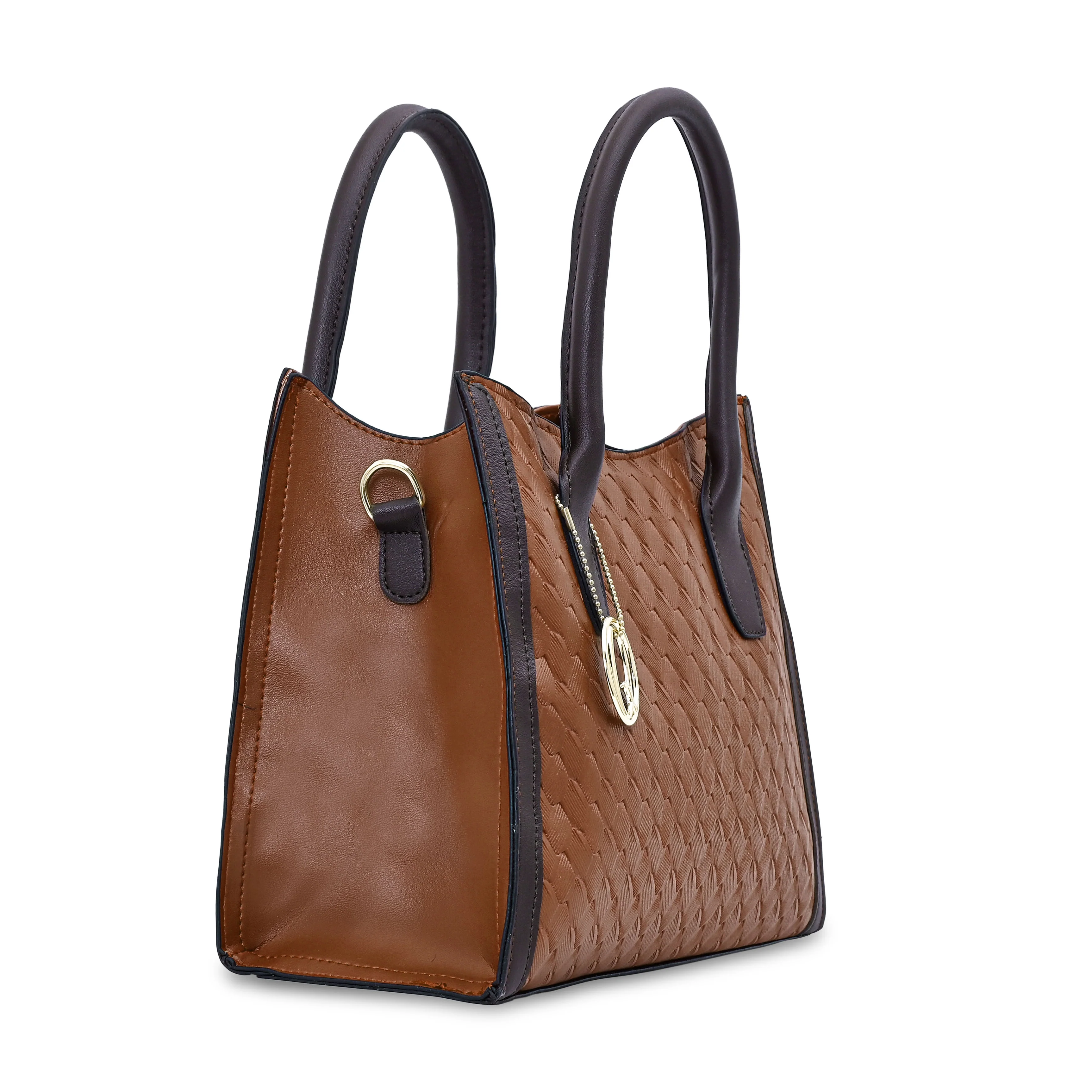QIARRA Brown Luxe Textured Synthetic Rexin Shoulder Bag with Detachable Strap VB8051 - Image 3