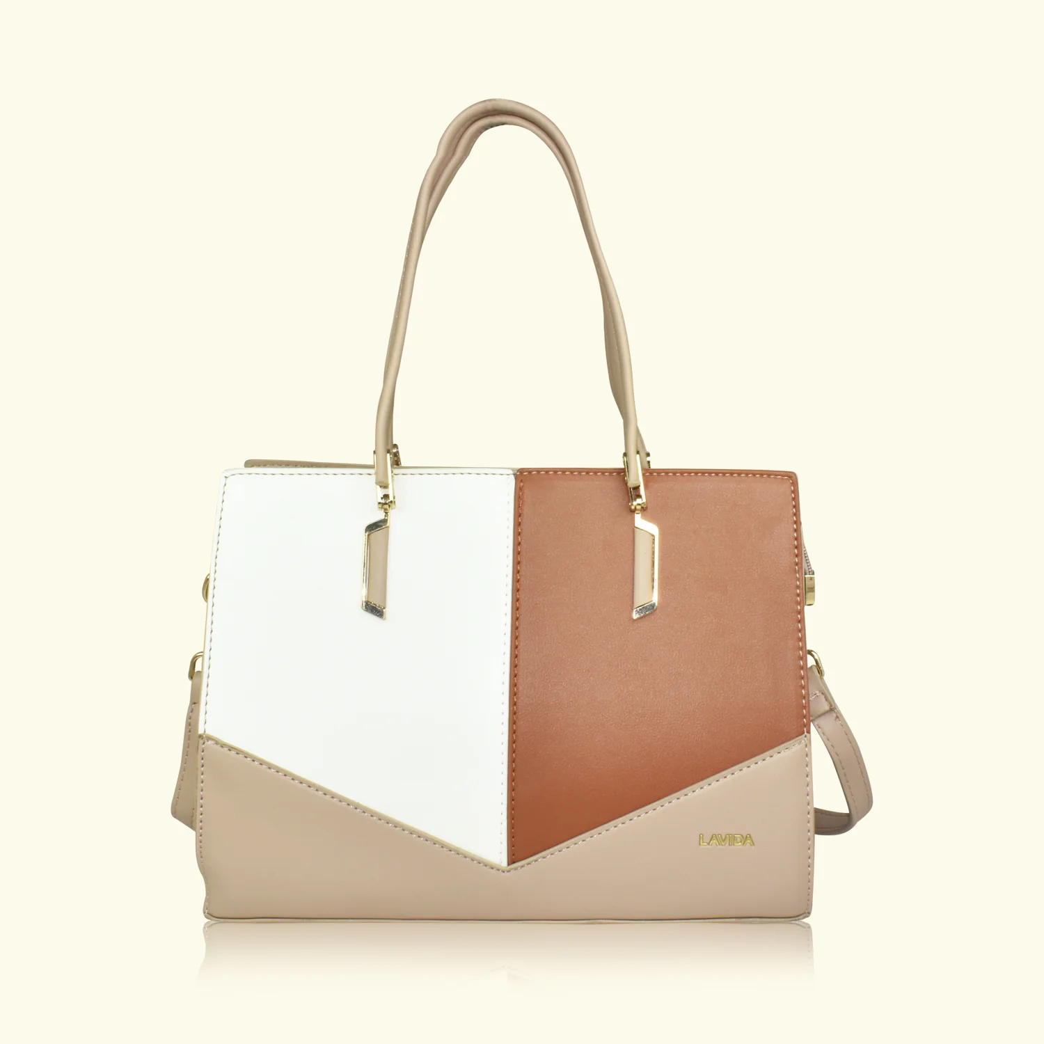 QIARRA by Ajanta Beige Women’s Synthetic Handbag with Detachable Sling Strap