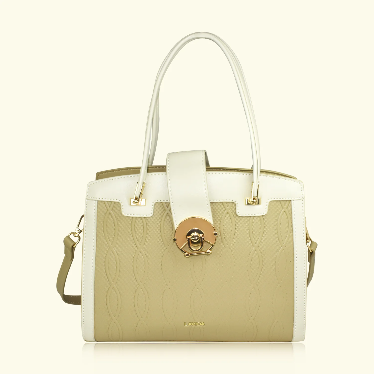 QIARRA by Ajanta Beige Women’s Synthetic Sling Bag with Buckle Lock