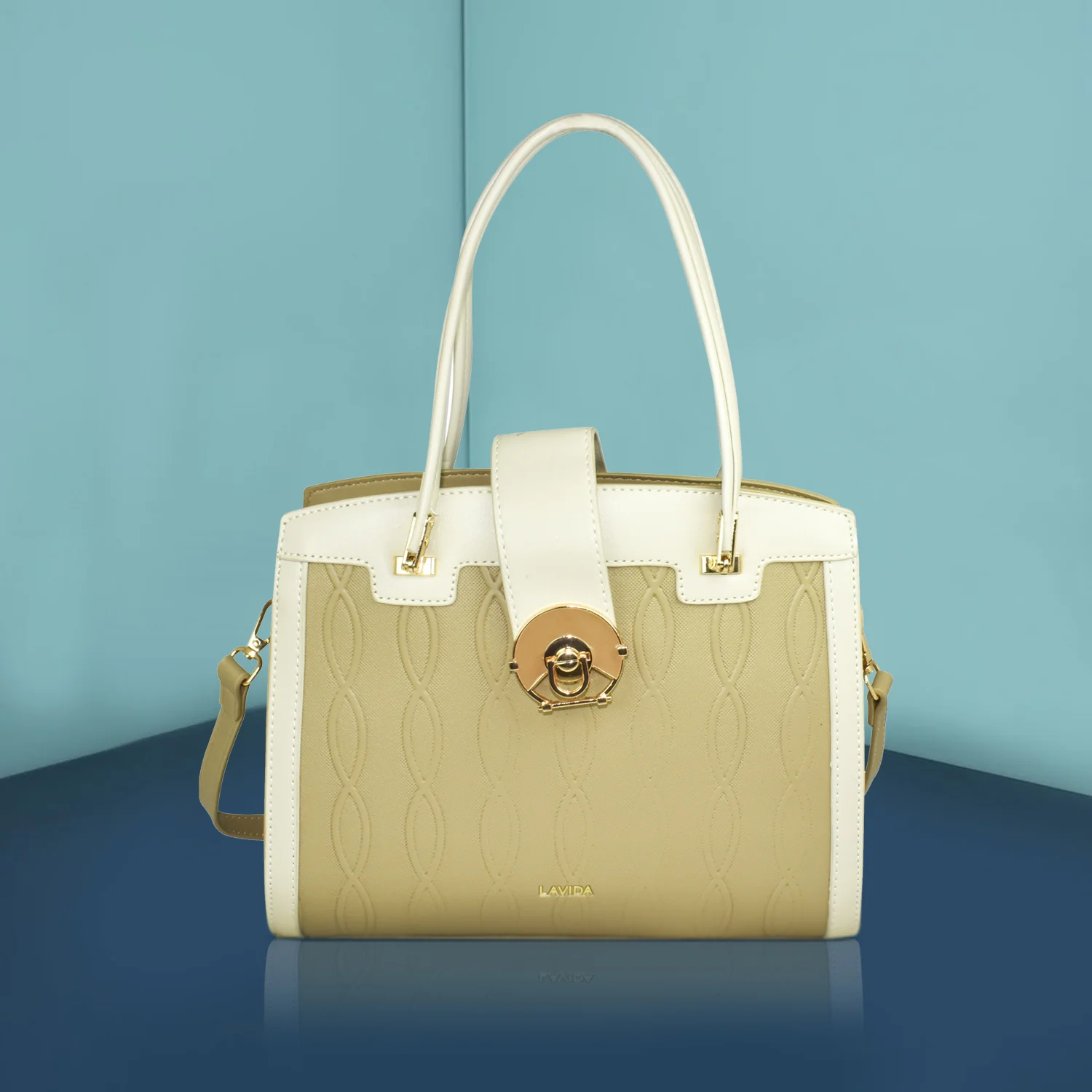 QIARRA by Ajanta Beige Women’s Synthetic Sling Bag with Buckle Lock - Image 9