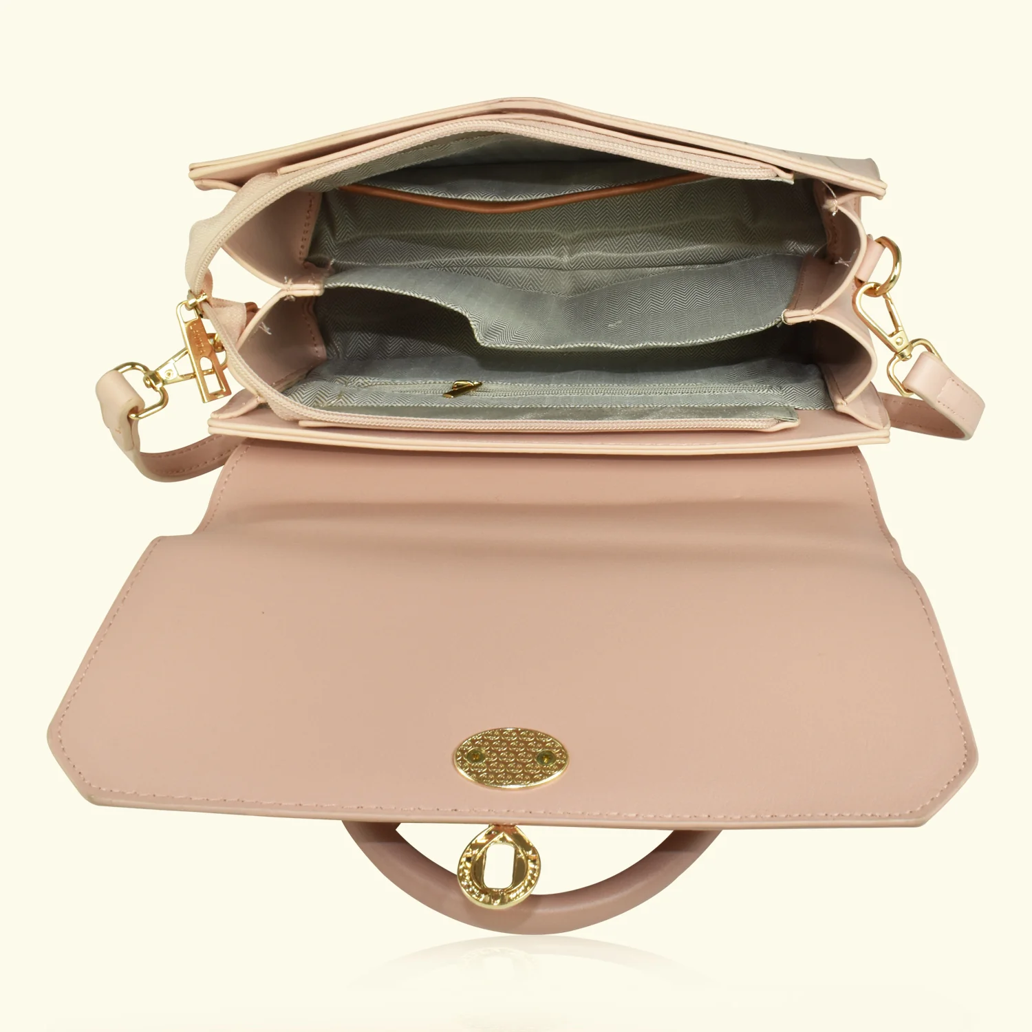 QIARRA by Ajanta Women’s Peach Sling Bag with Buckle Lock - Image 4