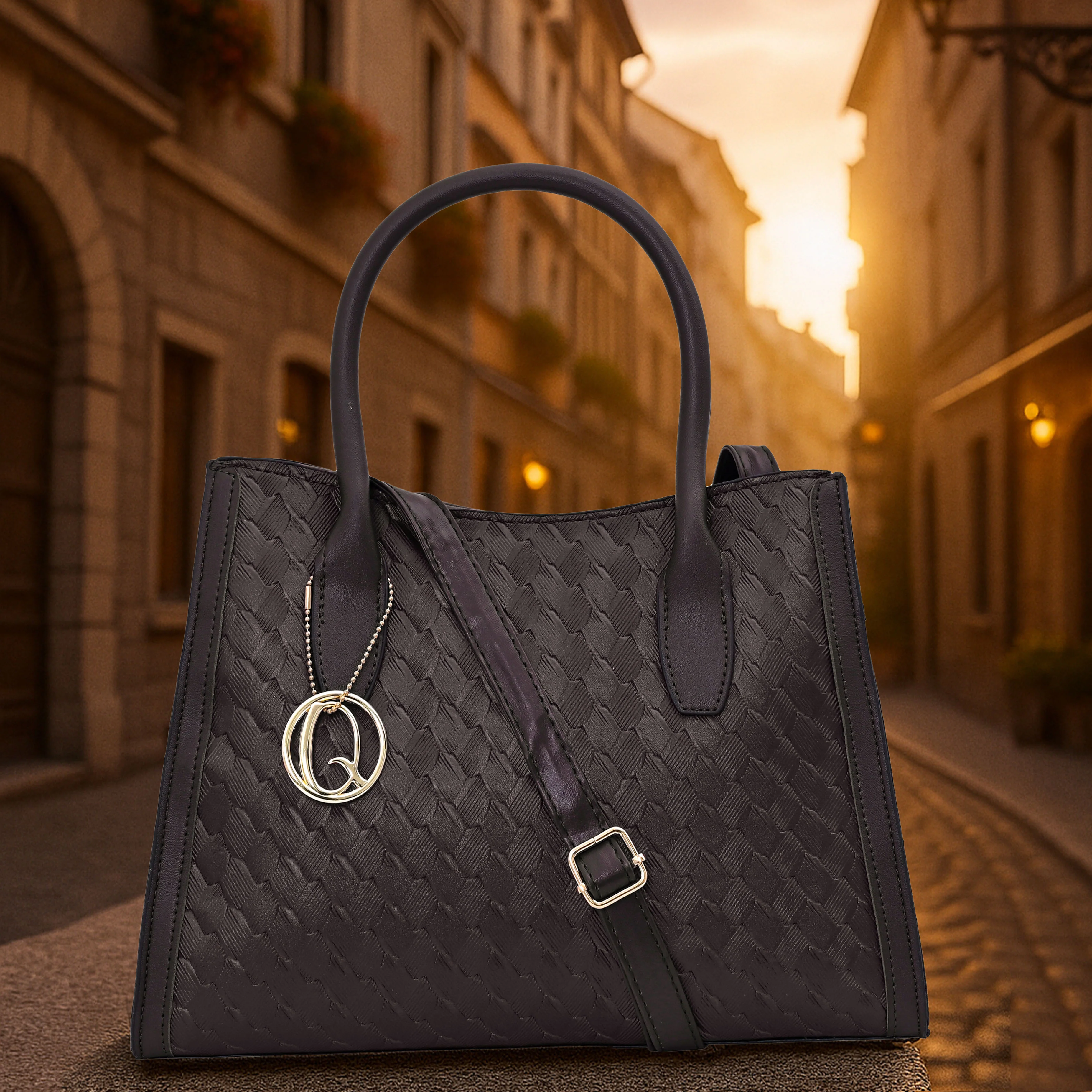 QIARRA Dark Brown Luxe Textured Synthetic Rexin Shoulder Bag with Detachable Strap VB8048 - Image 2