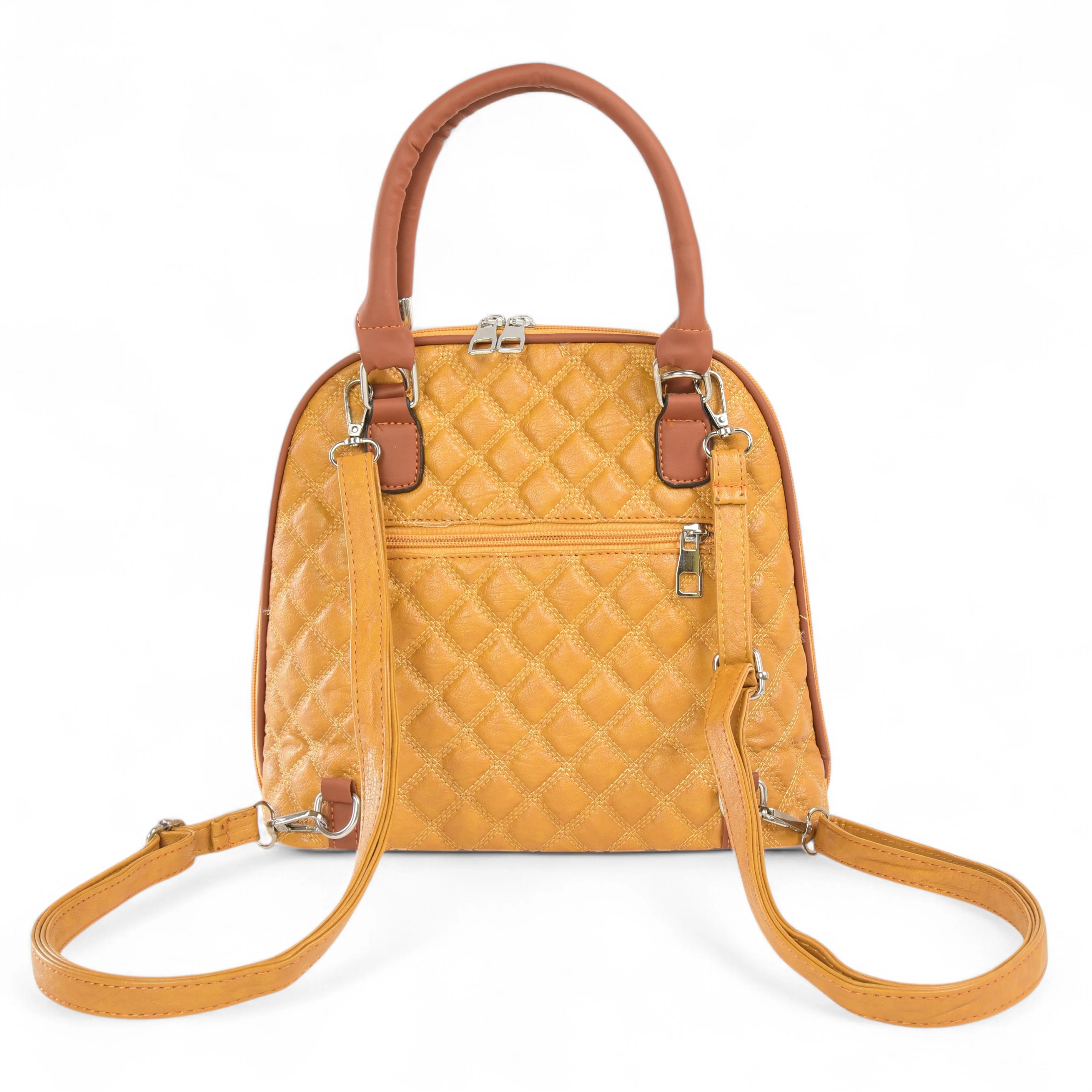 QIARRA Mustard Luxe Artificial Leather Premium Quilted Satchel Bag / Handbag with Detachable Slings VB8028 - Image 7