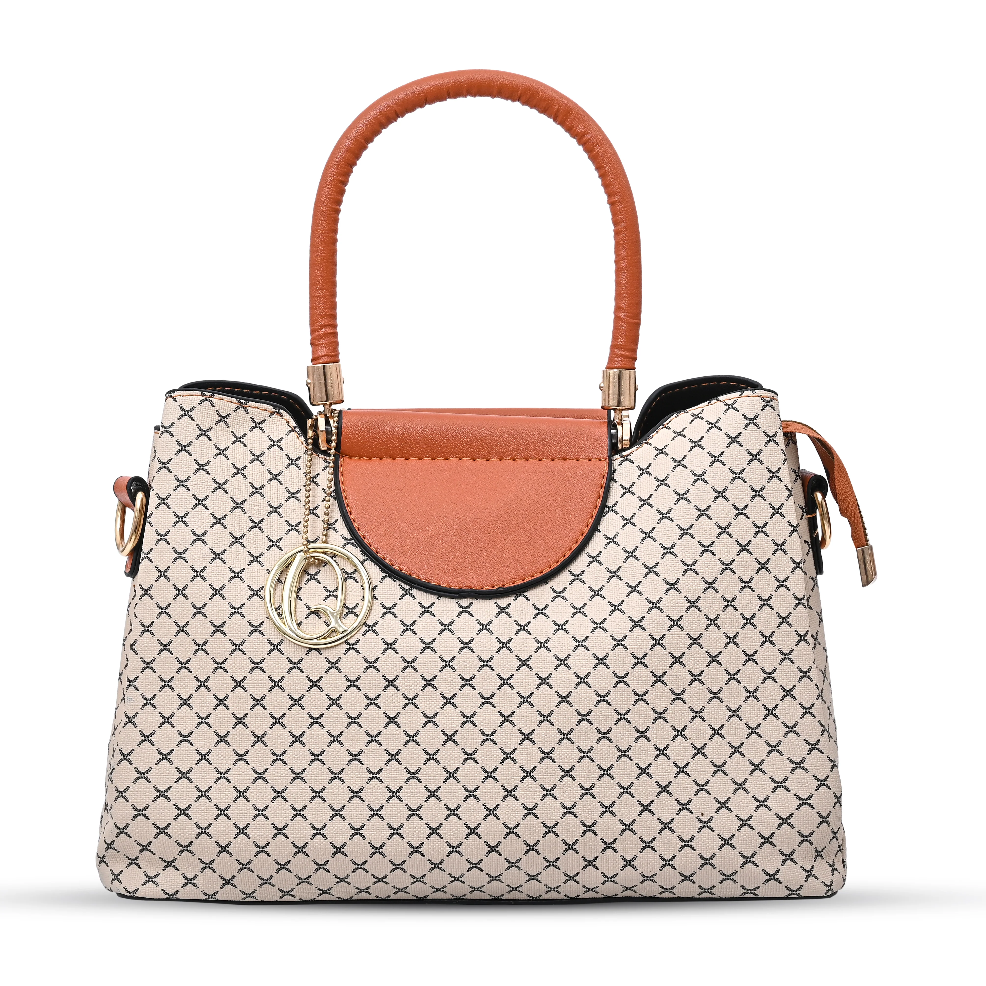 QIARRA Offwhite Luxe Artificial Leather Premium Textured Satchel Bag / Handbag with Detachable Slings VB8060 - Image 3