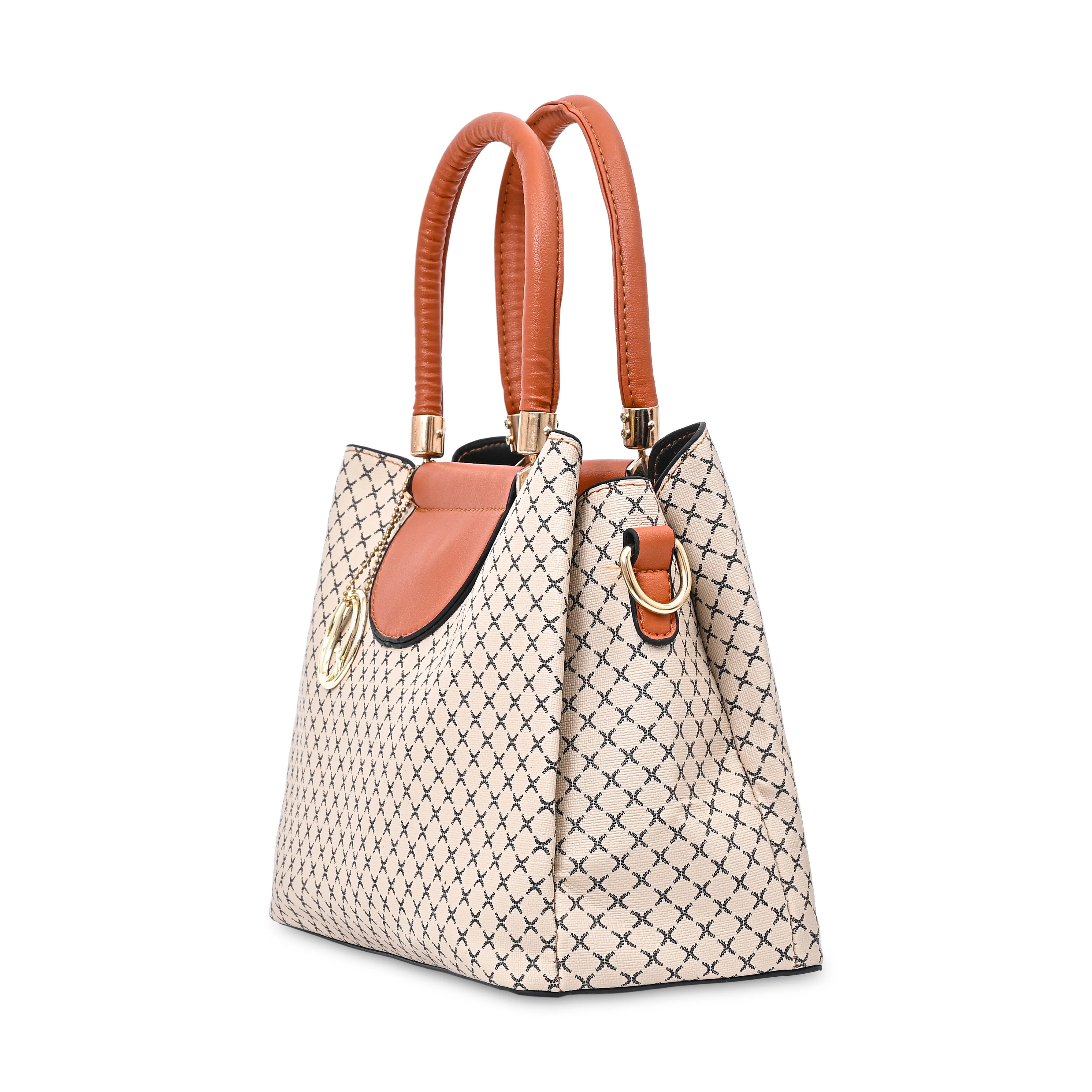 QIARRA Offwhite Luxe Artificial Leather Premium Textured Satchel Bag / Handbag with Detachable Slings VB8060 - Image 6