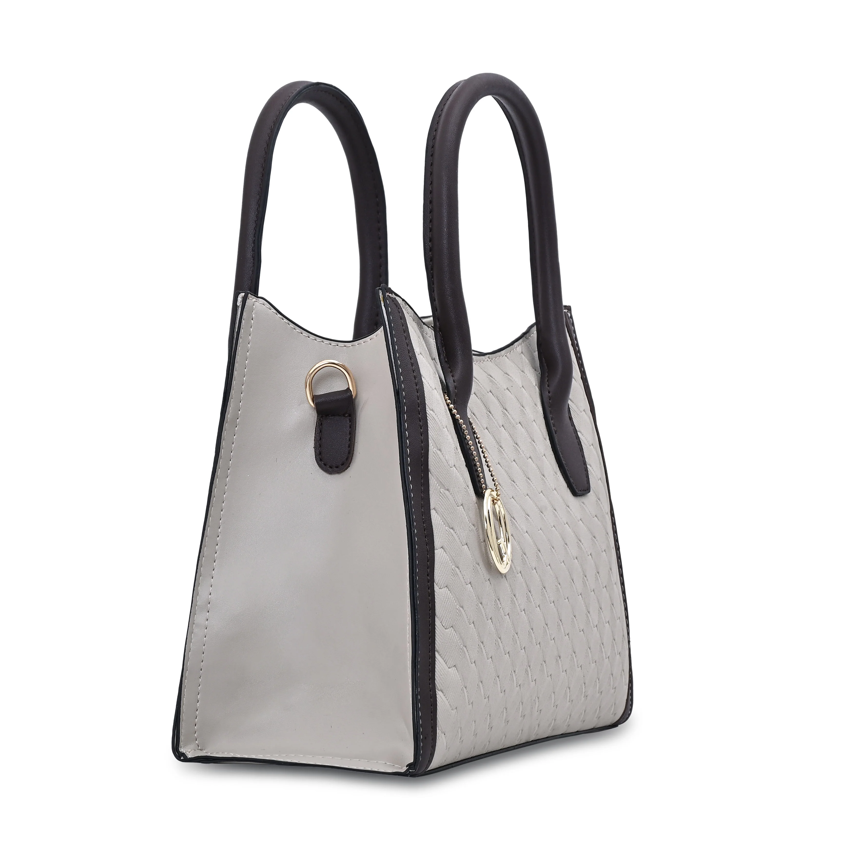 QIARRA White Luxe Textured Synthetic Rexin Shoulder Bag with Detachable Strap VB8049 - Image 3
