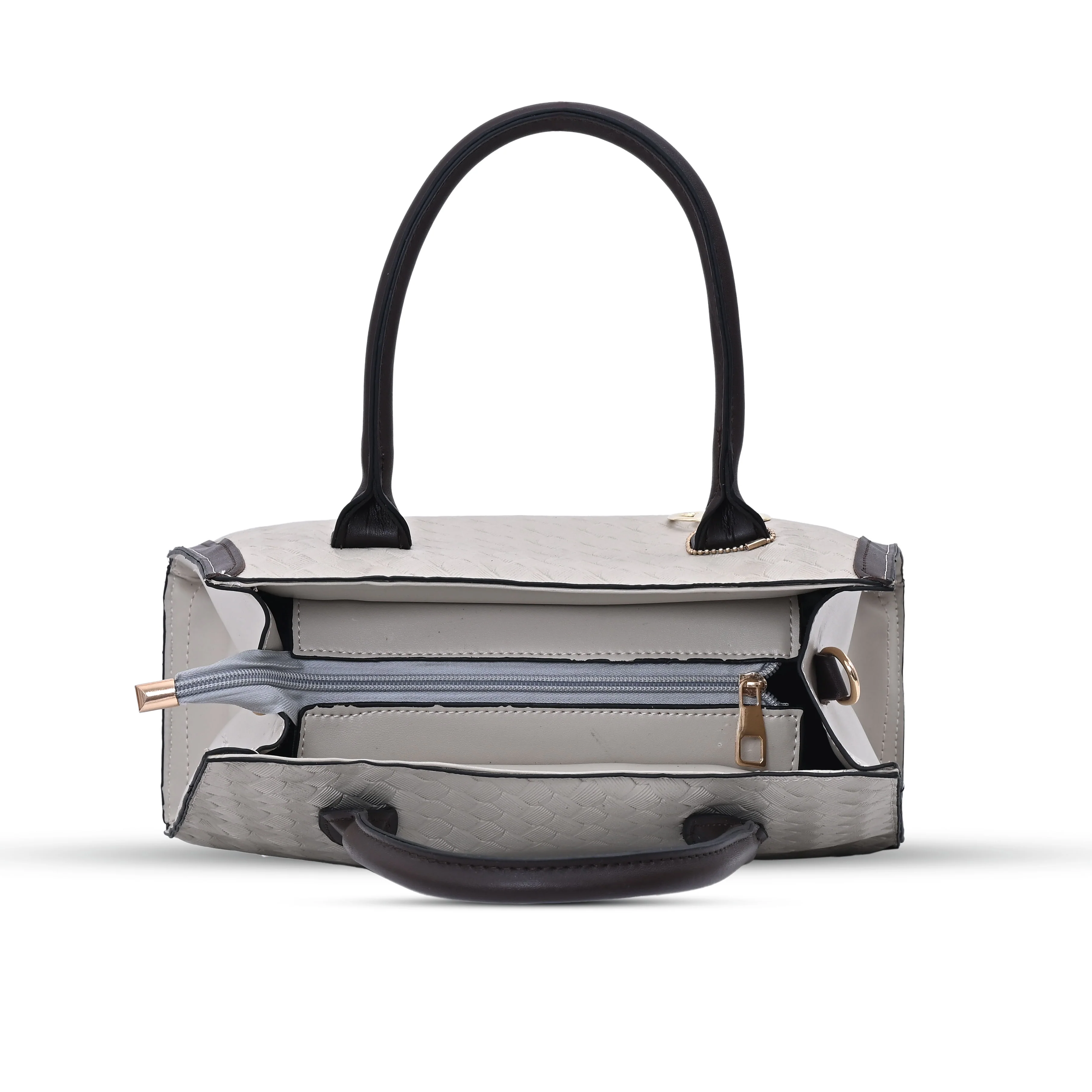 QIARRA White Luxe Textured Synthetic Rexin Shoulder Bag with Detachable Strap VB8049 - Image 4
