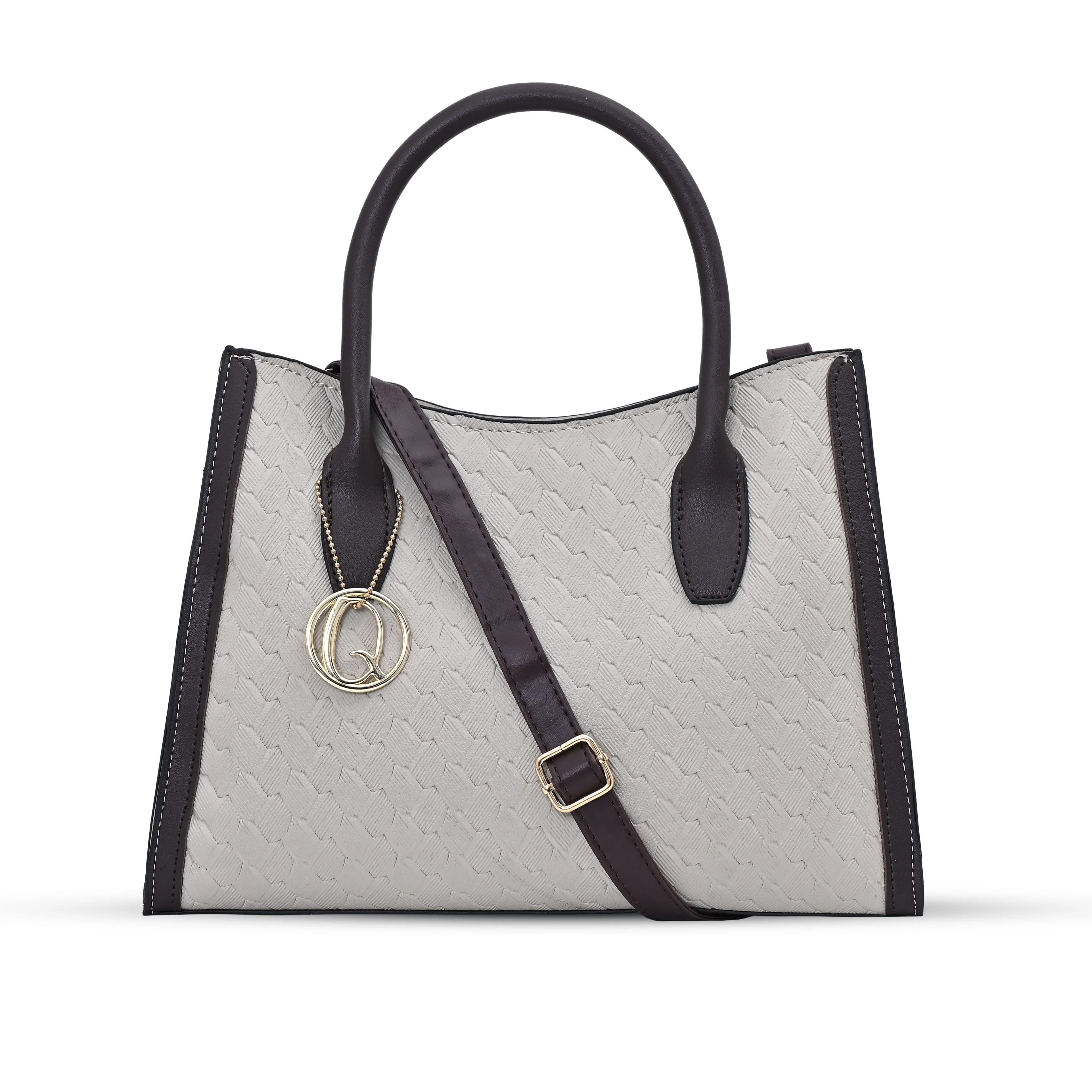 QIARRA White Luxe Textured Synthetic Rexin Shoulder Bag with Detachable Strap VB8049 - Image 7