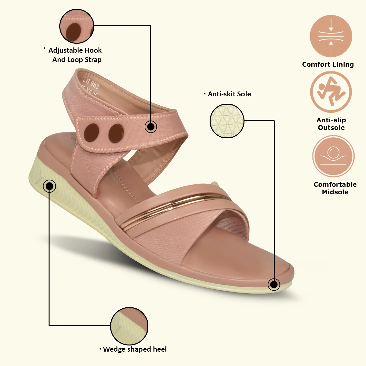 Ajanta Women's Sandals with Adjustable Ankle Strap - Image 3