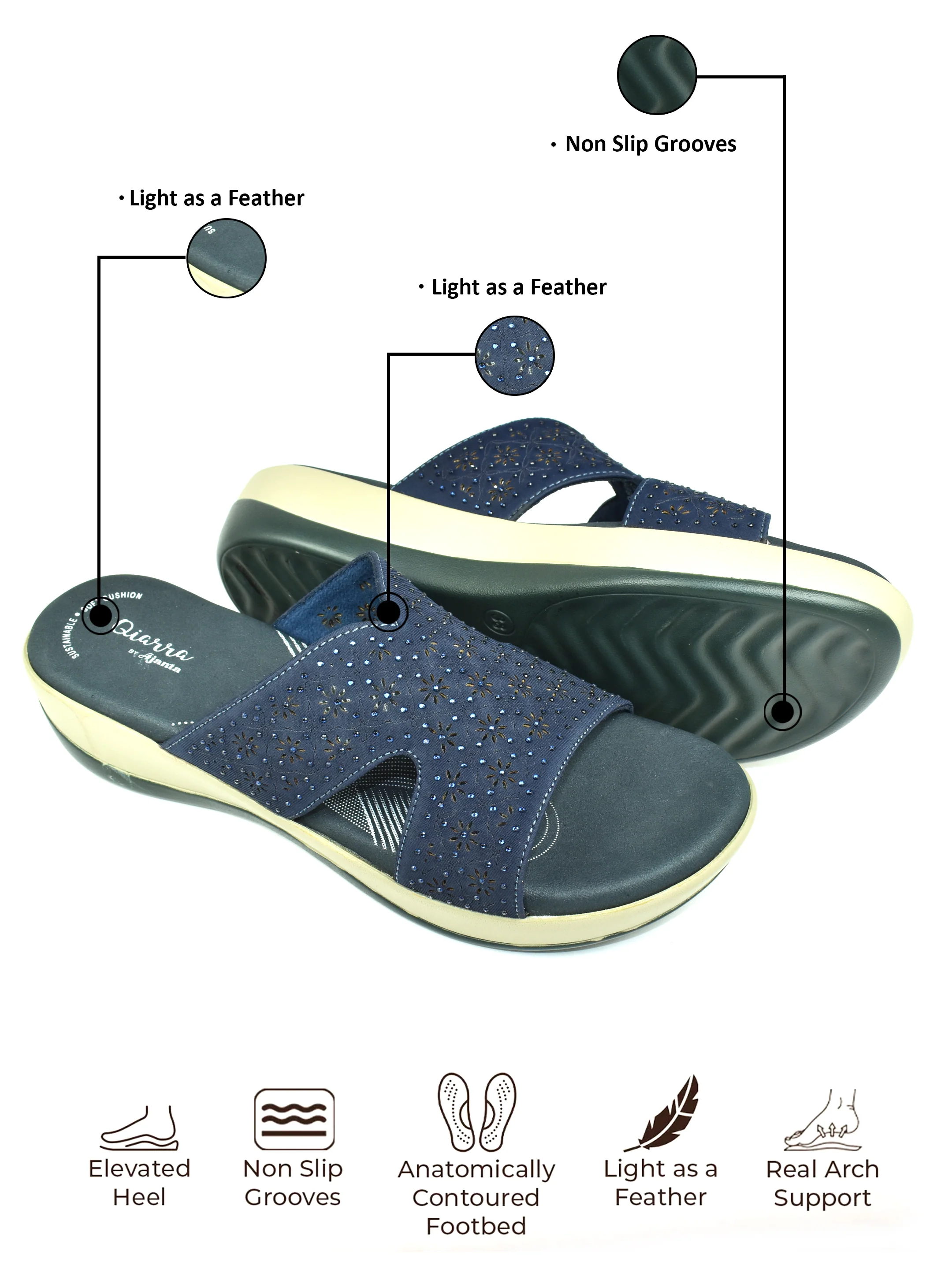 QIARRA Women’s Navy Embellished Sandals - Image 5