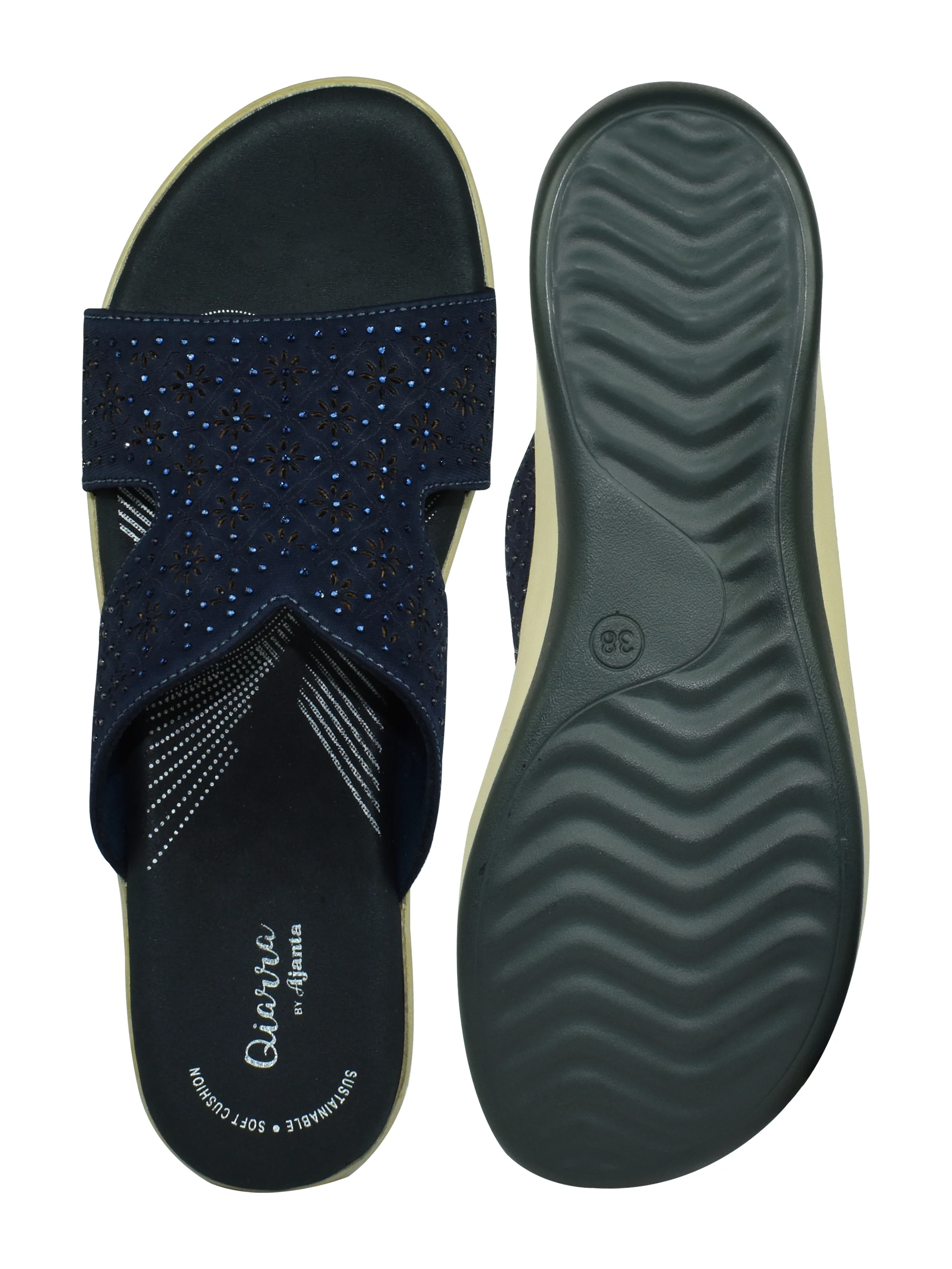 QIARRA Women’s Navy Embellished Sandals - Image 7
