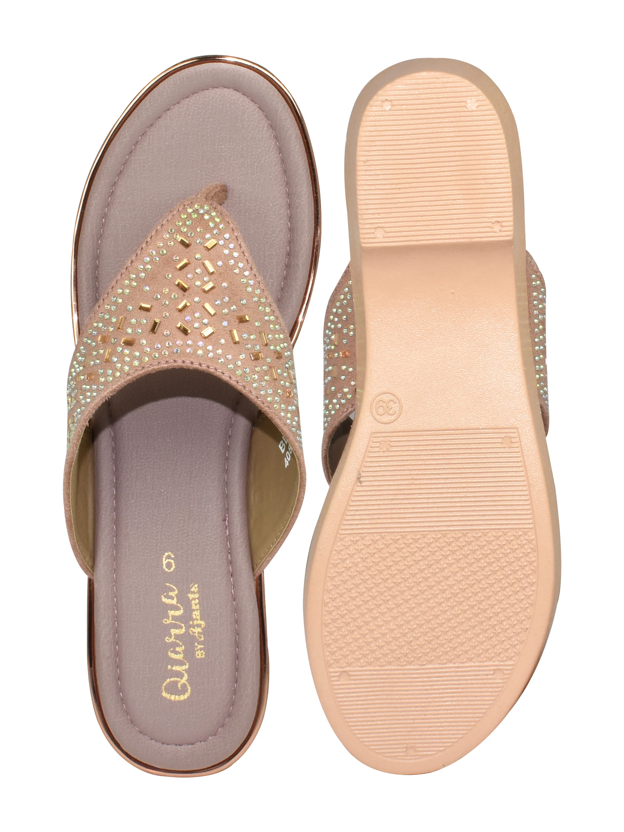 Qiarra Women's Shimmer Open Toe Comfortable Wedge Heel - Image 3