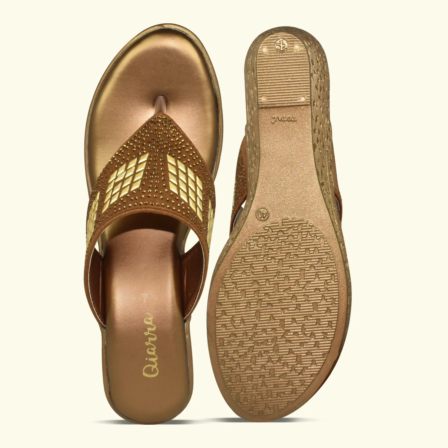 Qiarra Women's Shimmer Open Toe Wedge - Image 6
