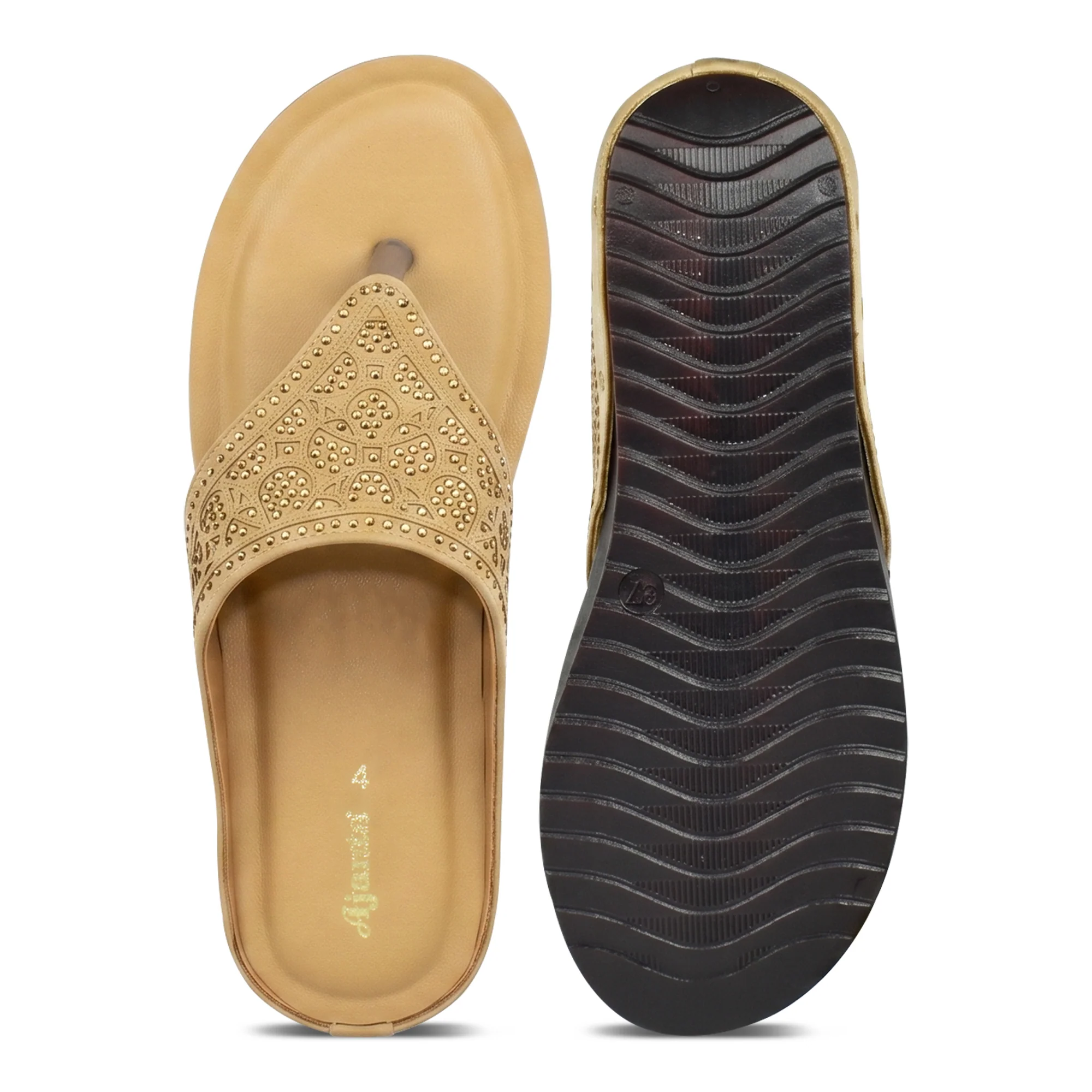 Women’s Stylish Comfort Sandals | Casual Daily Wear Slip-On Flats for Women & Girls | Lightweight Fashion Footwear Beige - Image 11